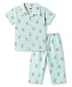 Pink Rabbit Sinker Knit Half Sleeves Shirt & Pyjama Co-Ord Night Suit With Bunny Print - Mint Green
