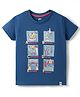Pink Rabbit Sinker Knit Half Sleeves Space Theme Printed T-Shirt - Navy Blue