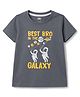 Pink Rabbit Cotton Knit Half Sleeves T-Shirt with Astronaut Print - Charcoal Grey