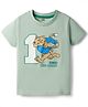 Pink Rabbit Sinker Knit Half Sleeves Tiger & Boy Team Team League Printed T-Shirt - Light Green