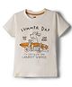 Rabbit Sinker Knit Half Sleeves Summer Days Printed T-Shirt - White