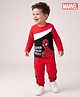 Babyhug Marvel Single Jersey Knit Full Sleeve Cut and Sew T-shirt & Joggers Set With Spider-man Graphics - Red
