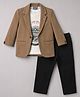 Dapper Dudes Cotton Knit Half Sleeves Printed Party T-Shirt & Pant With Blazer - Brown