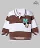 Babyhug Disney Terry Knit Oversized Striped Polo T-Shirt with Full Sleeves Front and Back Mickey Mouse Print - Brown
