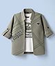 Dapper Dudes Full Sleeves Text Printed Jacket With Tee - Olive Green