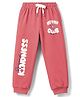 Smarty Girls Looper Knit Full Length Floral & Text Printed Lounge Pant - Brown