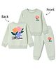 Smarty Girls Fleece Knit Full Sleeves Sweatshirt & Pant Set With Floral Print - Green