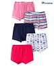Honeyhap Premium Cotton Elastane Striped Trunks With Boat Print & Bio Finish Pack of 5 - Bright White High Risk Red Bright White & Navy Peony