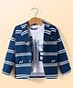 Dapper Dudes Cotton Woven Full Sleeves Striped Party Blazer With T-Shirt - Royal Blue