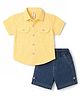 Dapper Dudes Cotton Mixes Knit Half Sleeves Striped Shirt & Shorts Set - Light Yellow