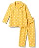 Babyhug Cotton Knit Full Sleeves Top & Pyjama Night Suit Co-ords With Heart Print - Yellow