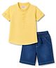 Babyhug Cotton Woven Half Sleeves Shirt & Denim Shorts Set - Yellow