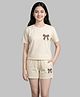 Funkrafts Cotton Jersey Knit Half Sleeves Bow Printed Tee & Shorts Set - Off White