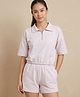 Funkrafts Cotton Looper Knit  Half Drop Shoulder Sleeves Solid Tee & Shorts Set - Pink