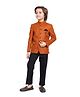 Earth Conscious Blended Woven Full Sleeves Solid Jodhpuri Sherwani & Pants Set - Rust