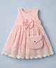 ToffyHouse Woven Sleeveless Party Frock With Bow Applique & Sling Bag - Pink