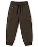 Olio Kids Knitted Full Length Solid Lounge Pant With Cargo Pockets - Olive Green