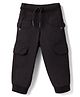 Olio Kids Cotton Woven Full Length Solid Color Joggers - Black