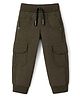 Olio Kids Cotton Woven Full Length Solid Color Joggers - Olive Green