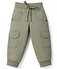 Olio Kids Knit Full Length Solid Colour Joggers with Cargo Pockets - Olive Green