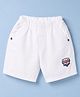 Olio Kids Cotton Knit Above Knee Length Shorts with Brand Patch - White
