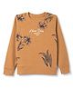 Olio Kids Terry Knit Full Sleeves Floral Printed Sweatshirt - Brown