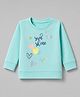 Olio Kids Looper Knit Full Sleeves Winter T-Shirt with Sunshine & Hearts Print - Sky Blue