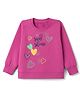 Olio Kids Looper Knit Full Sleeves Winter T-Shirt with Sunshine & Hearts Print - Dark Pink