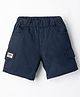 Olio Kids Cotton Knit Above Knee Length Shorts with Text Patch - Navy Blue