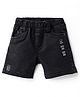 Olio Kids Denim Knit Above Knee Length Shorts with Text Print - Black