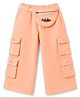 Olio Kids Cotton Woven Full Length Cargo Trouser With Waist Bag - Peach