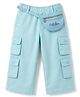 Olio Kids Cotton Woven Full Length Cargo Trouser With Waist Bag - Sea Green
