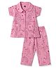 Evimo Single Jersey Knit Half Sleeves Co-Ords Unicorn Printed Shirt & Pajama Night Suit -Pink