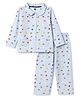 Evimo Single Jersey Knit Half Sleeves Co-Ords Heart Printed Shirt & Pajama Night Suit -Sky
