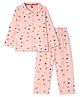 Evimo Single Jersey Knit Half Sleeves Co-Ords Heart Printed Shirt & Pajama Night Suit -Pink