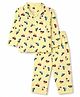 Evimo Single Jersey Knit Half Sleeves Co-Ords Car Printed Shirt & Pajama Night Suit-Yellow