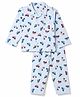 Evimo Single Jersey Knit Half Sleeves Co-Ords Car Printed Shirt & Pajama Night Suit-Sky