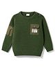 Babyhug Knit Full Sleeves Text Printed Pullover Sweater - Olive Green