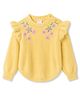 Babyhug Knit Full Sleeves Pullover with Floral Embroidery - Yellow