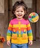 Babyhug Knit Full Sleeves Floral Embroidered Front Open Sweater - Multicolor