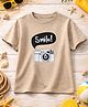 Aww Hunnie Cotton Jersey Knit Half Sleeves Smile Text & Camera   Printed Tee - Beige