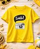 Aww Hunnie Cotton Jersey Knit Half Sleeves Smile Text & Camera   Printed Tee - Yellow