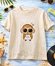 Aww Hunnie Cotton Jersey Knit Half Sleeves Owl & Music Is Life Text Printed Tee - Cream
