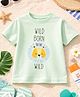 Aww Hunnie Cotton Jersey Knit Half Sleeves Wild Born To Be Wild Text Printed Tee - Sea Green
