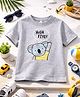Aww Hunnie Cotton Jersey Knit Half Sleeves Koala Printed Tee - Grey