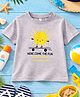 Aww Hunnie Cotton Jersey Knit Half Sleeves Sun Printed Tee - Grey