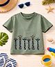 Aww Hunnie Cotton Jersey Knit Half Sleeves Giraffes Printed Tee - Green
