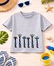 Aww Hunnie Cotton Jersey Knit Half Sleeves Giraffes Printed Tee - Grey