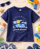 Aww Hunnie Cotton Jersey nit Half Sleeves Grande Averture Text Printed Tee - Blue