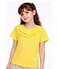 Aww Hunnie Cotton Jersey Knit Half Sleeves Frill Detailed Solid Top - Yellow
